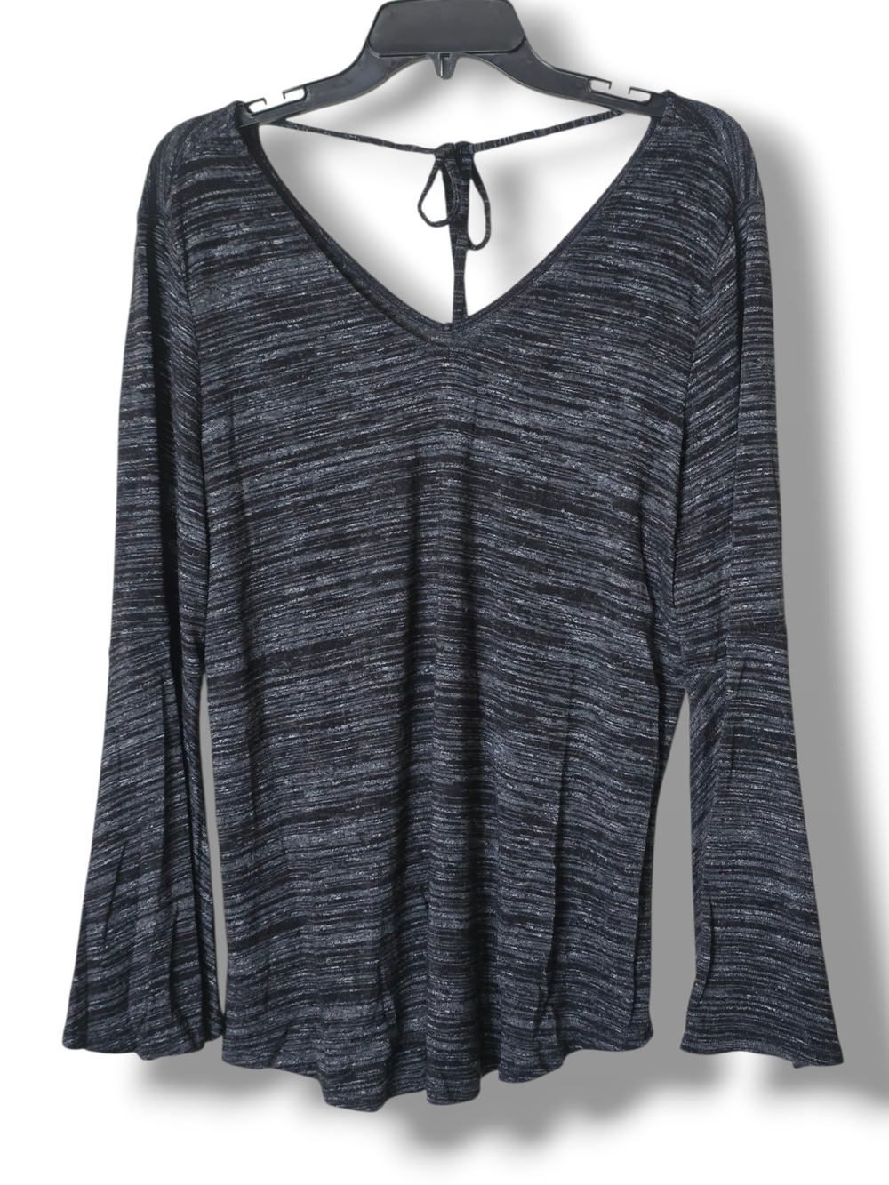 LOFT Space Dye Bell Sleeve V-Neck Tie Back Top - Size Large